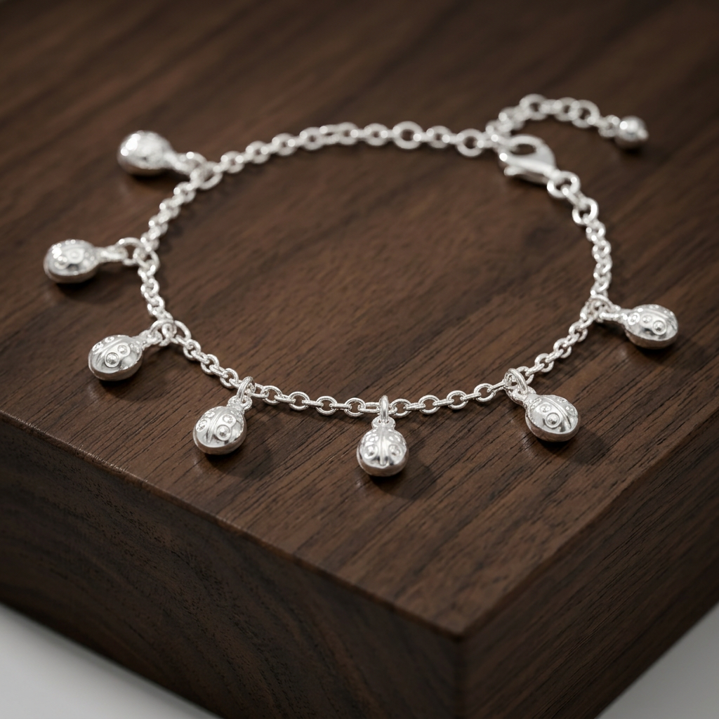 Pulsera de Plata. 925 Diseño de Mariquita Con Extensión mod.3282
