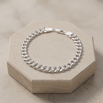 Pulsera de Plata .925. ConTejido Cubano Diamantado Elegante mod. 3235