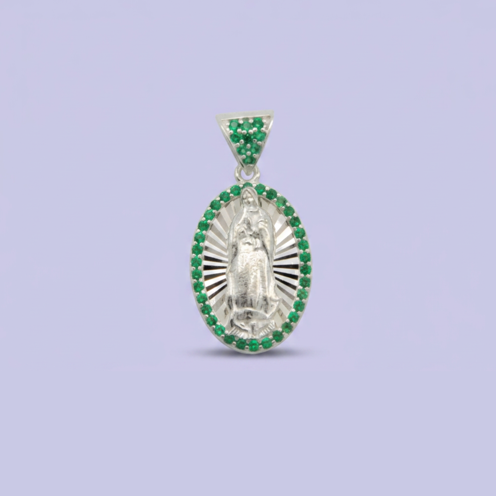Medalla de Plata .925 Virgen con Finas Zirconias mod. 2600