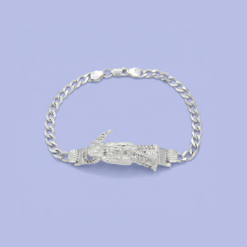 Esclava de Plata .925. de Tejido Barbado Diseño Santa Muerte con Zirconias mod. 2411