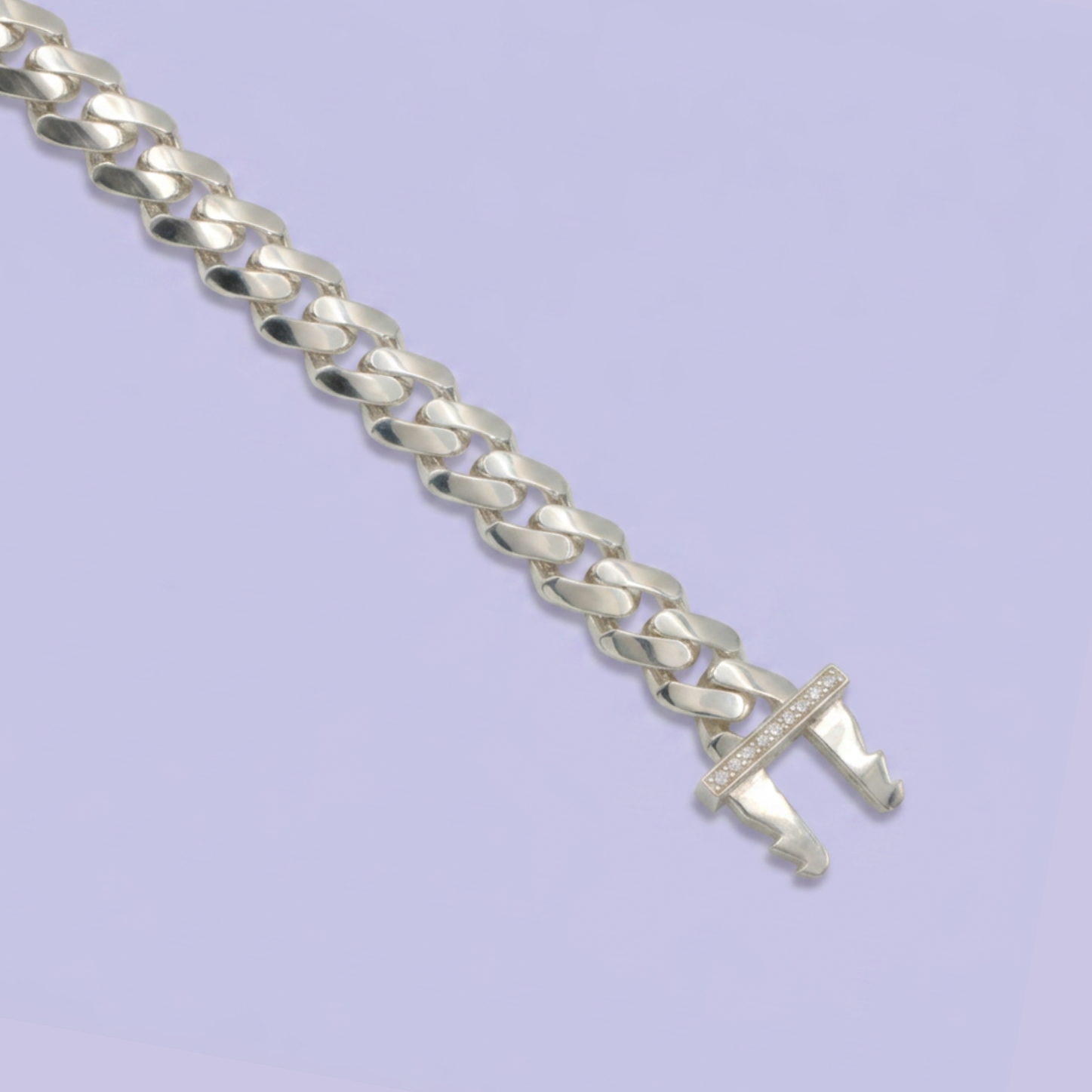 Esclava de Plata .925. de Tejido Cubano Diseño Especial de San Judas Tadeo con Zirconias mod. 2619