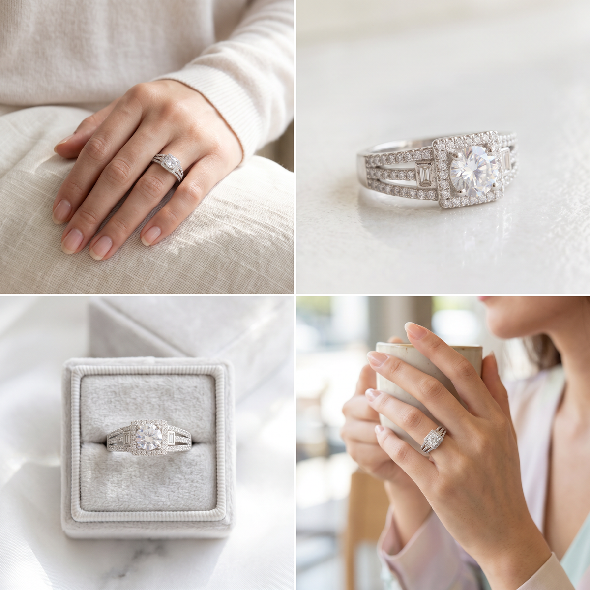 Anillo de Plata. 925 con Diseño Cuadrado e Incrustación de Zirconias Finas mod.3254