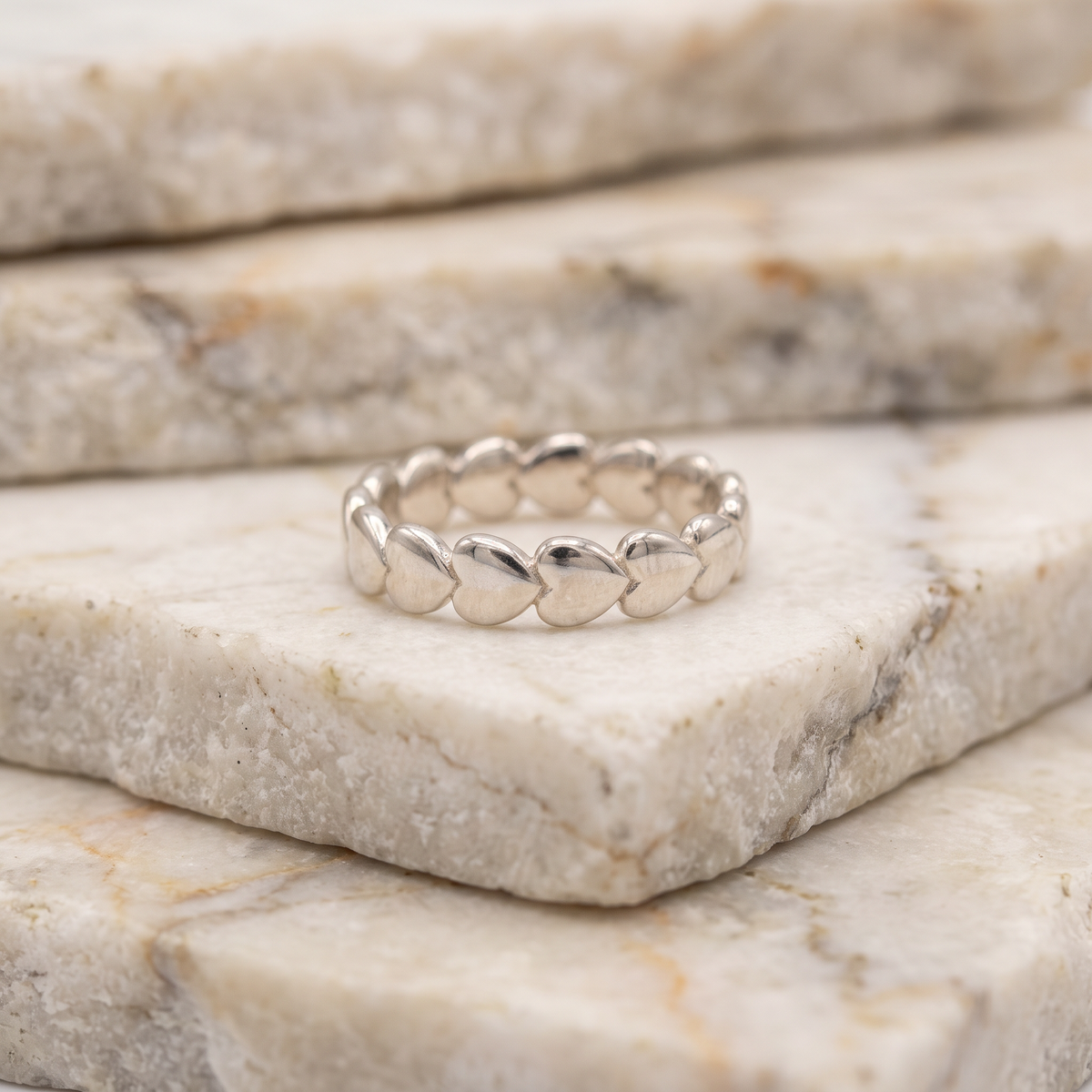 Anillo de Plata. 925 Corazones Lisos Elegantes mod.3255