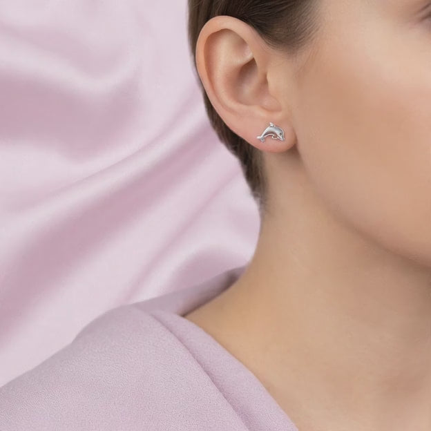 Arete de Plata .925 de Delfín Liso mod. 2958