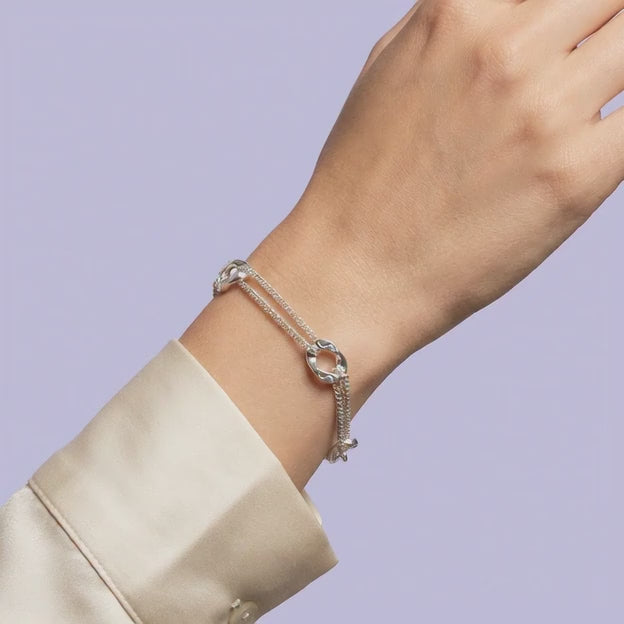 Pulsera de Plata .925 de Diseño Doble con Eslabones mod. 2047