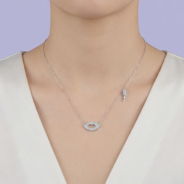 Gargantilla de Plata .925 con Diseño de Labios con Zirconias Brillantes mod. 2103