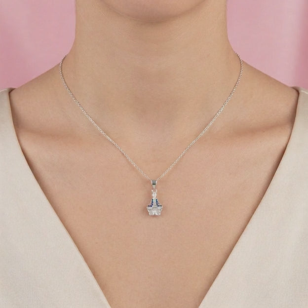 Dije Bulto de Plata .925 Virgen de Juquila con Zirconias de Tono Azul mod. 2552