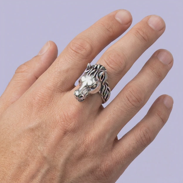 Anillo de Plata .925 de Bulto con Diseño de Caballo  mod. 2005
