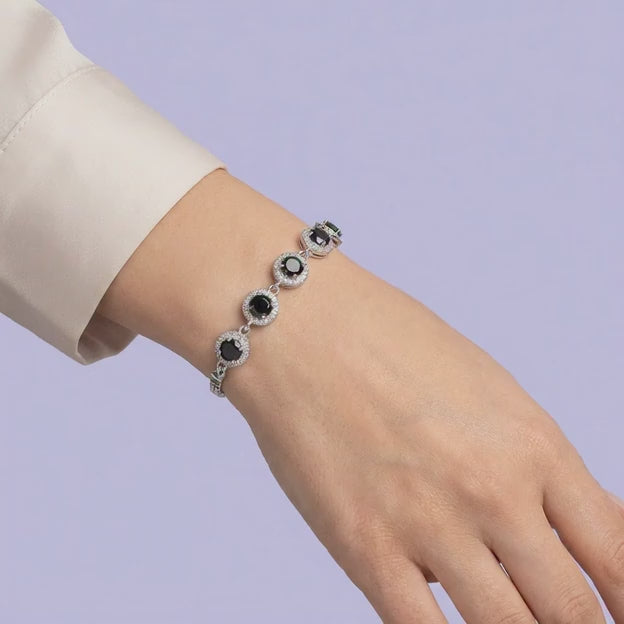 Pulsera de Plata .925 con Diseño Circular con Zirconias Brillantes mod. 2054