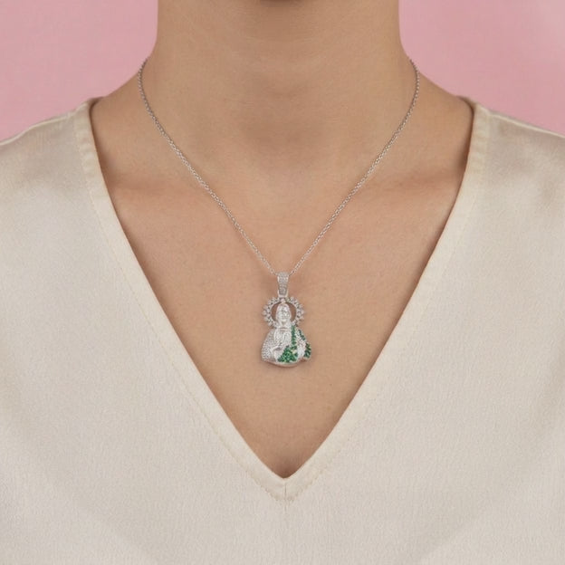 Dije Bulto de Plata .925 Busto de San Judas Incrustado con Zirconias y Aura Especial mod. 2750