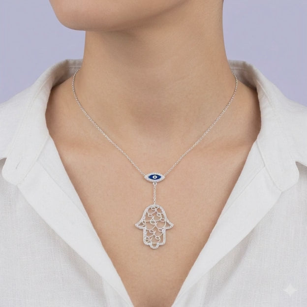 Gargantilla de Plata .925 con Diseño de Mano de Fatima  Especial mod. 2105