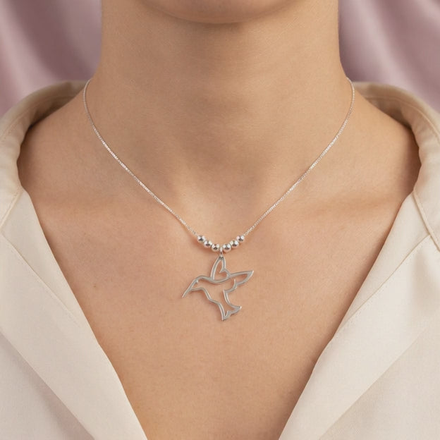 Gargantilla de Plata .925 con Dije Silueta de Colibrí mod. 2109