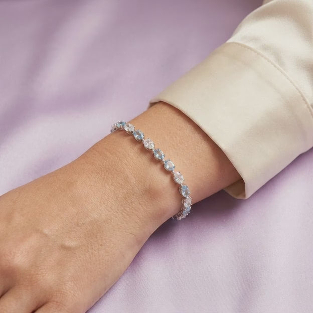 Pulsera de Plata .925 Tejido Especial con Zirconias Oval de Corte Brillante mod. 3086
