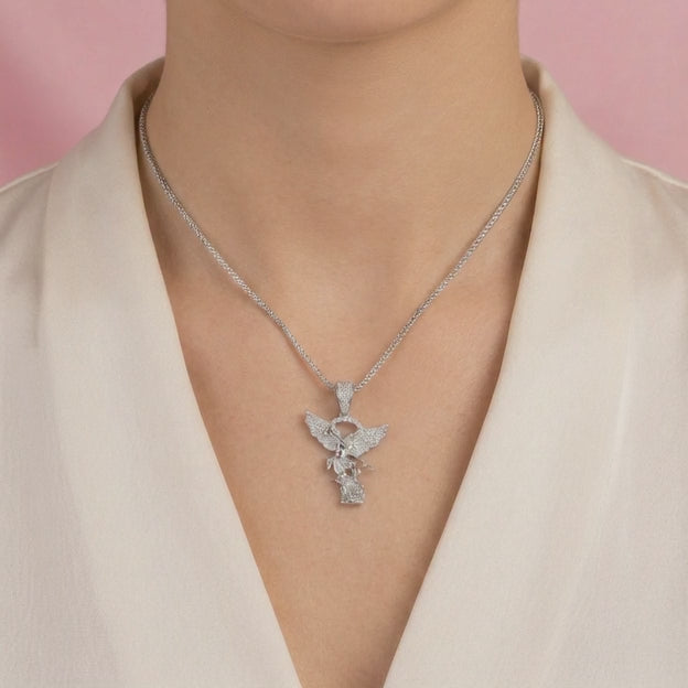 Dije Bulto de Plata .925 San Miguel Arcangel Incrustado con Zirconias Finas mod. 2551