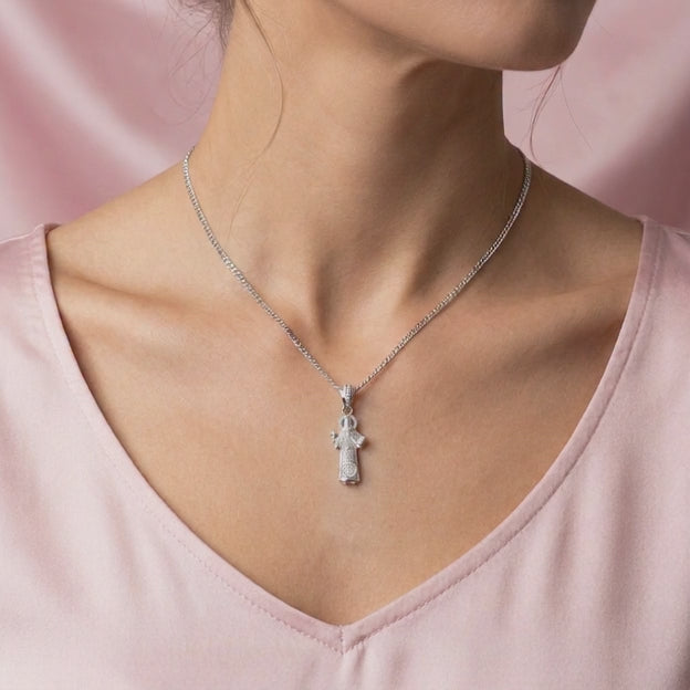 Dije Bulto de Plata .925 San Benito con Zirconias Brillantes Blancas mod. 2748