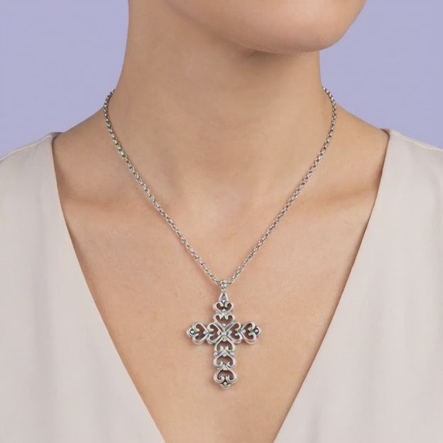 Cruz de Plata .925 Diseño de Corazones Electroformados Estilo Hueco mod. 1965