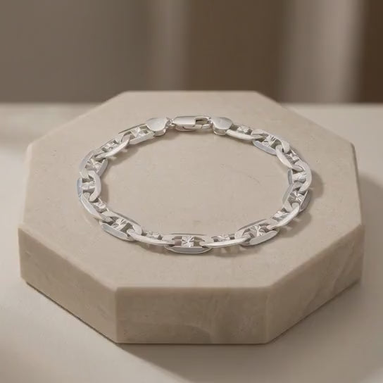 Pulsera de Plata .925. Con Tejido de Navaja y Diseño de Estrella mod. 3231