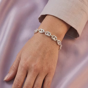 Pulsera de Plata .925 Eslabón Inflado "Grano de Café" mod. 2283