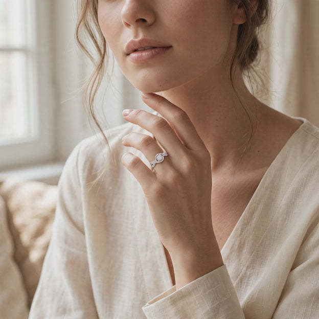 Anillo de Plata. 925 Solitario con Diseño de Infinito e Incrustación de Zirconias mod.3248