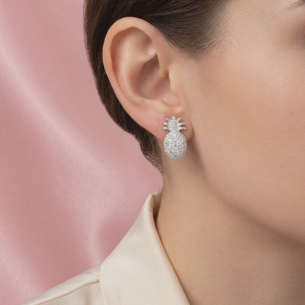 Arete de Plata .925 Piña Brillante con Zirconias mod. 2128