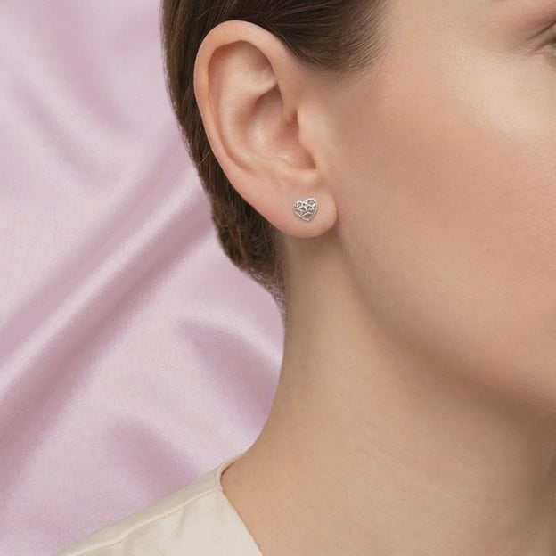 Arete de Plata .925 Corazón con Diseño Calado mod. 2973