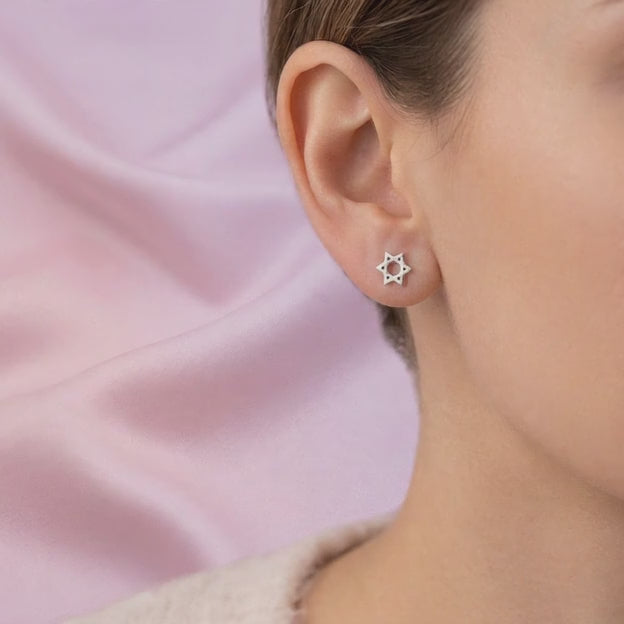 Arete de Plata .925 de Estrella de David mod. 2972