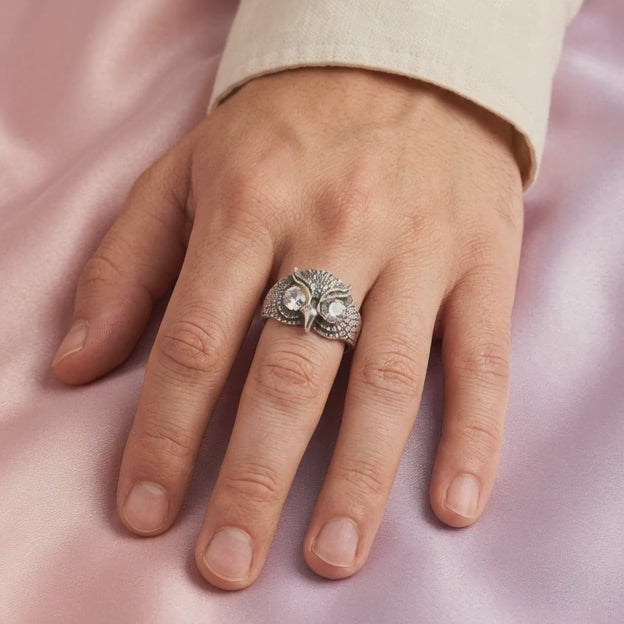 Anillo de Plata .925 Búho con Ojos de Zirconia mod. 2267