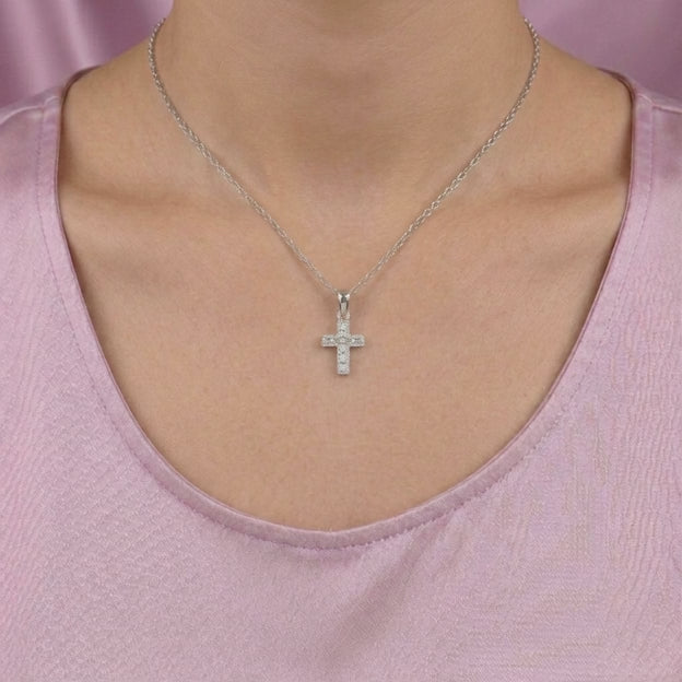 Dije de Plata .925 Cruz Especial con Zirconias Baguette de Corte Brillante mod. 2867