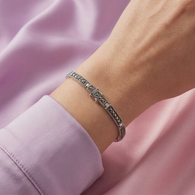 Pulsera de Plata .925 con Fino Decorado de Marquesita mod. 2215
