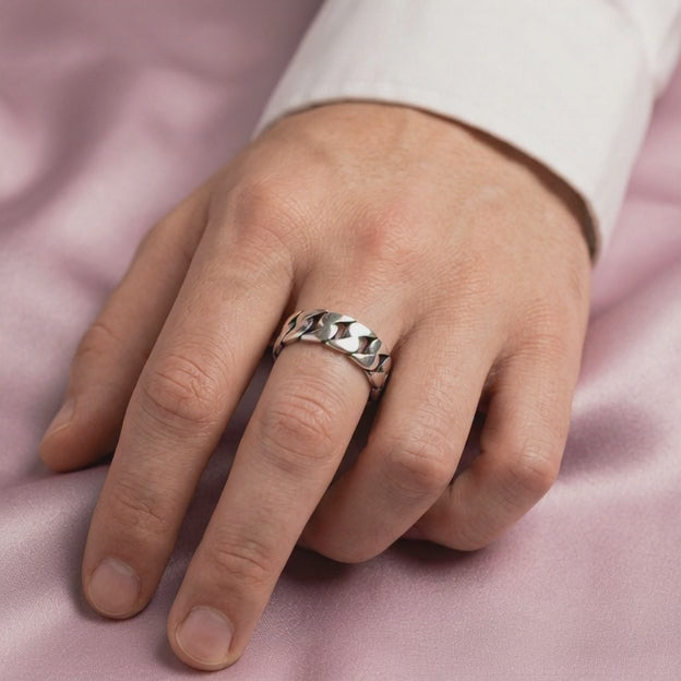 Anillo de Plata .925 Diseño Estilo Barbado Brillante mod. 2851