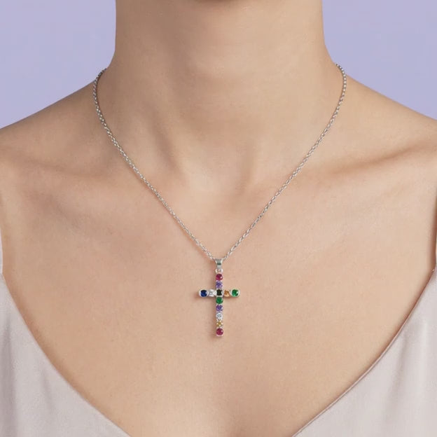 Cruz de Plata .925 con Zirconias de Colores mod. 1959