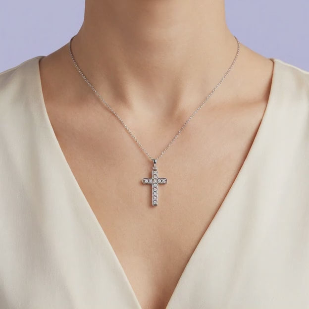 Cruz de Plata .925 con Zirconias Finas Biseladas mod. 1973