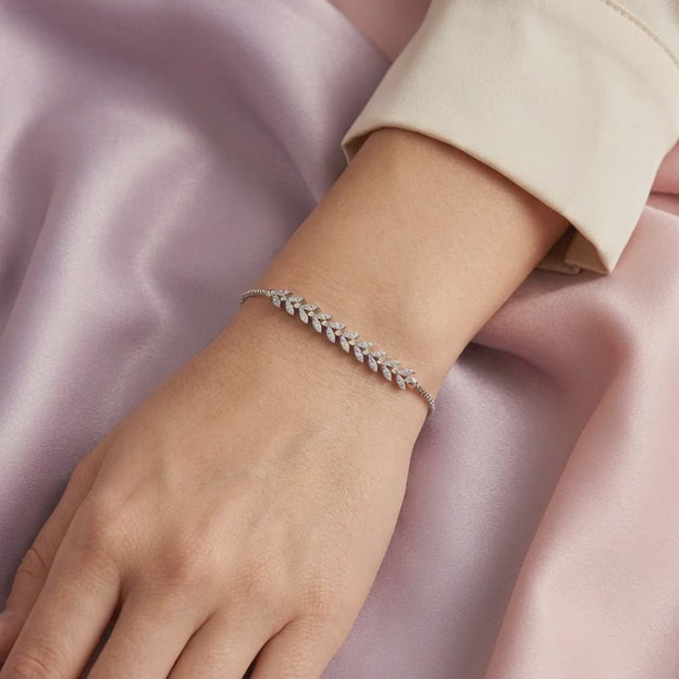 Pulsera de Plata .925 Petalos de Zirconias mod. 2213