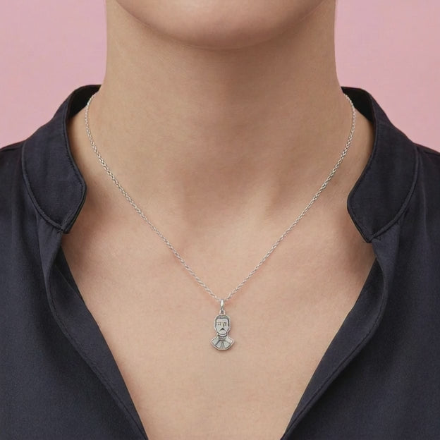 Dije de Plata .925 con Imagen de Malverde en Diseño Plano mod. 2558