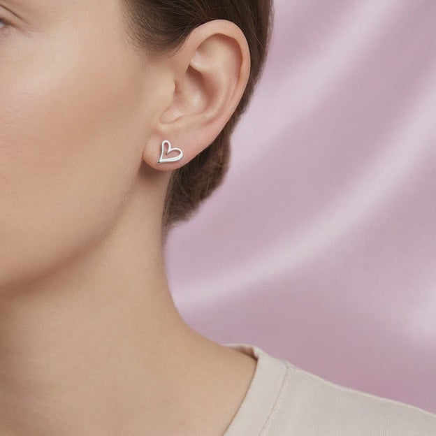 Arete de Plata .925 de Corazón Liso y Hueco mod. 2971