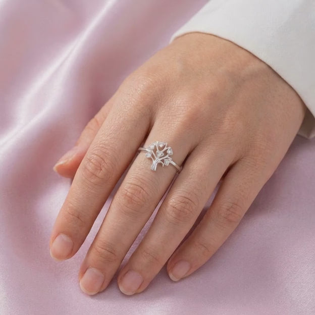 Anillo de Plata .925  Árbol de la Abundancia con Zirconia mod. 3114