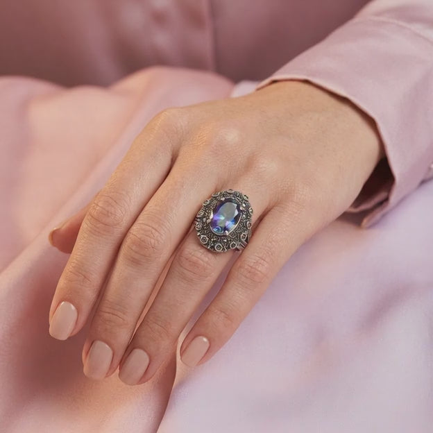 Anillo de Plata .925 Gran Zirconia Azul mod. 2253