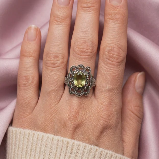 Anillo de Plata .925 Diseño Floral con Sultanita mod. 2244