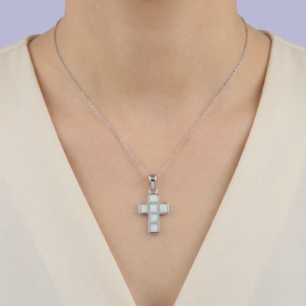Gargantilla de Plata .925 con Cruz Incrustada de Madre Perla mod. 2092