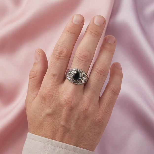 Anillo de Plata .925 Estilo Sello con Ónix mod. 2272
