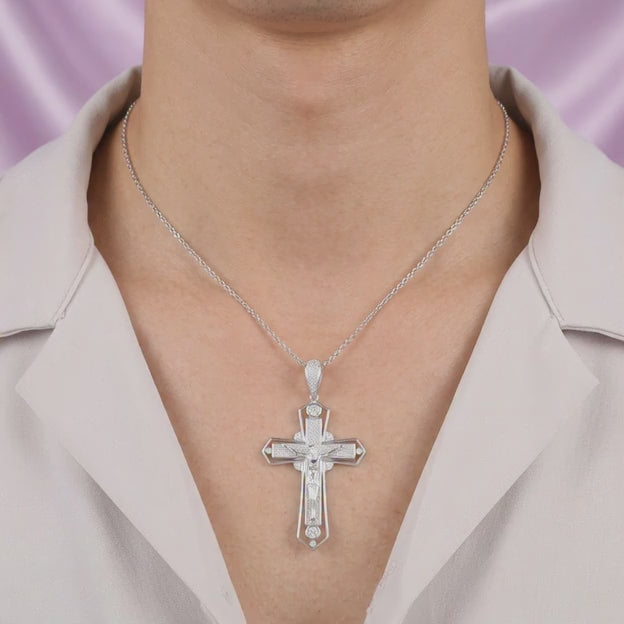 Dije de Plata .925 Crucifijo Luz Divina con Zirconias mod. 2740