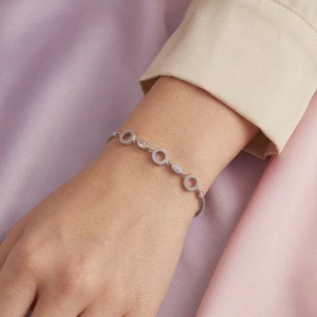 Pulsera de Plata .925 Elegantes Círculos de Zirconia mod. 2219