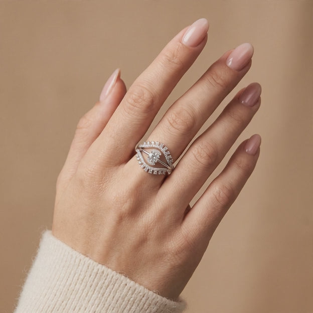 Anillo de Plata. 925 con Diseño de Ojo con Incrustación de Zirconia mod.3256