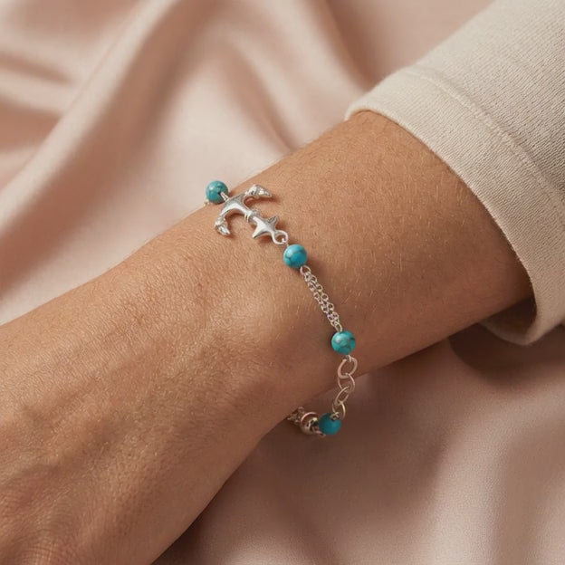 Pulsera de Plata .925 Ancla con Bellas Turquesas mod. 2284