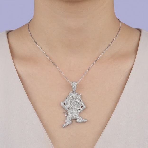 Dije de Plata .925 con Diseño de Mono Rebelde con Zirconias mod. 2074