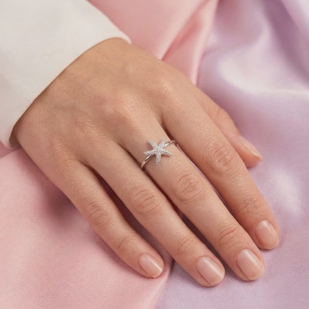 Anillo de Plata .925  Estrella de Mar con Zirconia mod. 3139