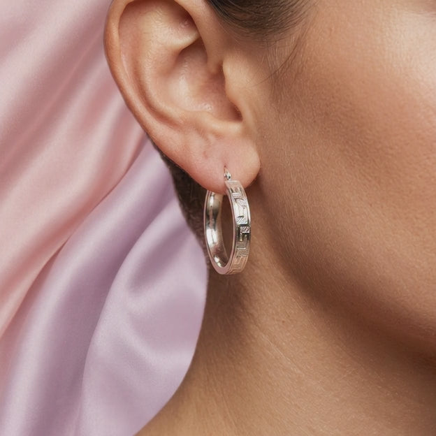 Arracada de Plata .925 Chica con Grecas mod. 2831