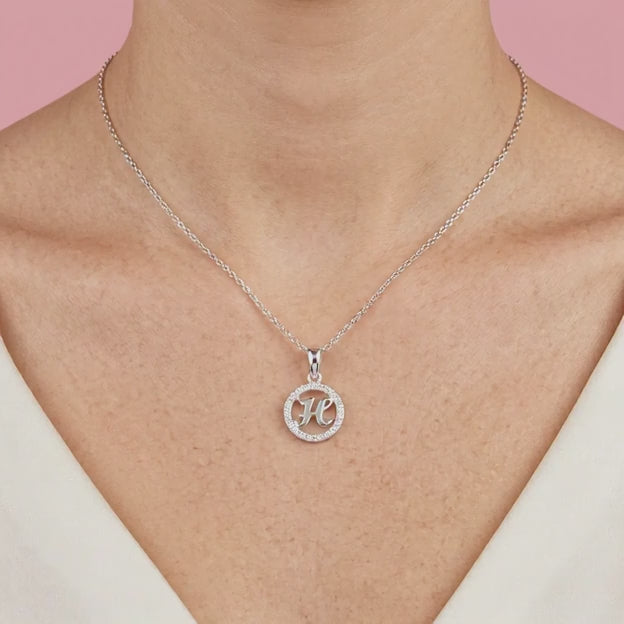Dije de Plata .925 Aro de Zirconias con Letra H mod. 2201