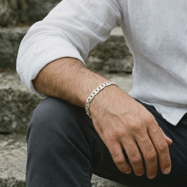 Pulsera de Plata .925. Con Tejido de Navaja y Diseño de Estrella mod. 3231