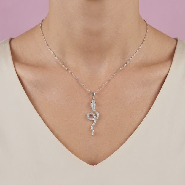 Dije de Plata .925 Serpiente con Zirconias Verdes mod. 2307